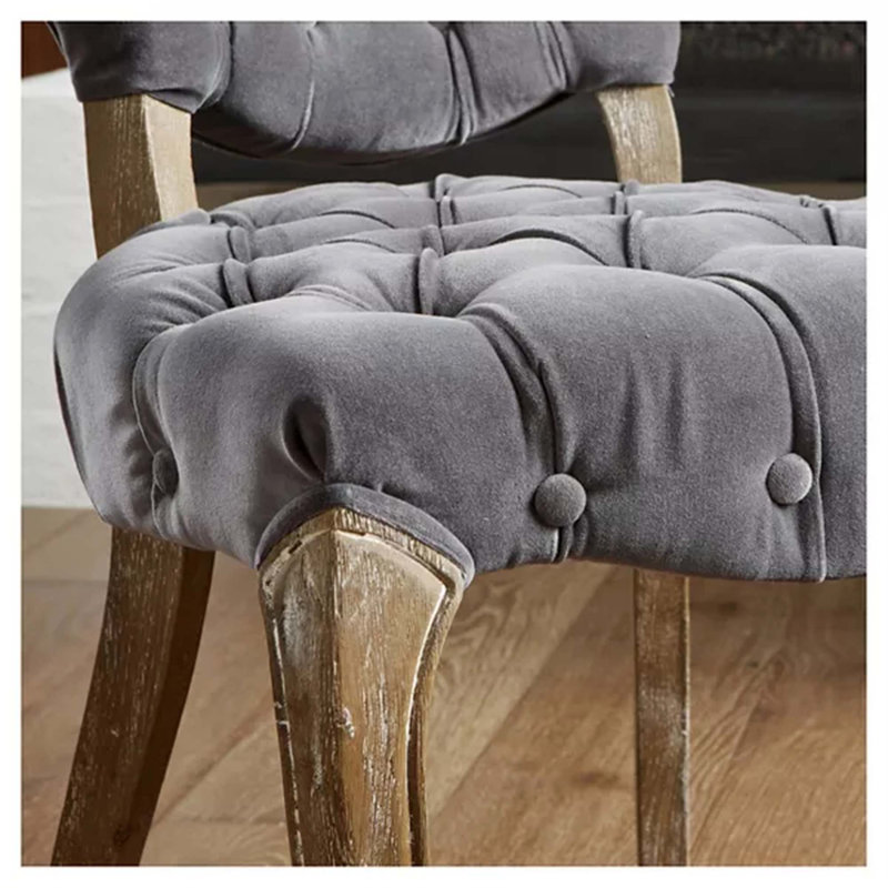 Richard Tufted Upholstered Parsons Chair, Gray Velvet Incorrect