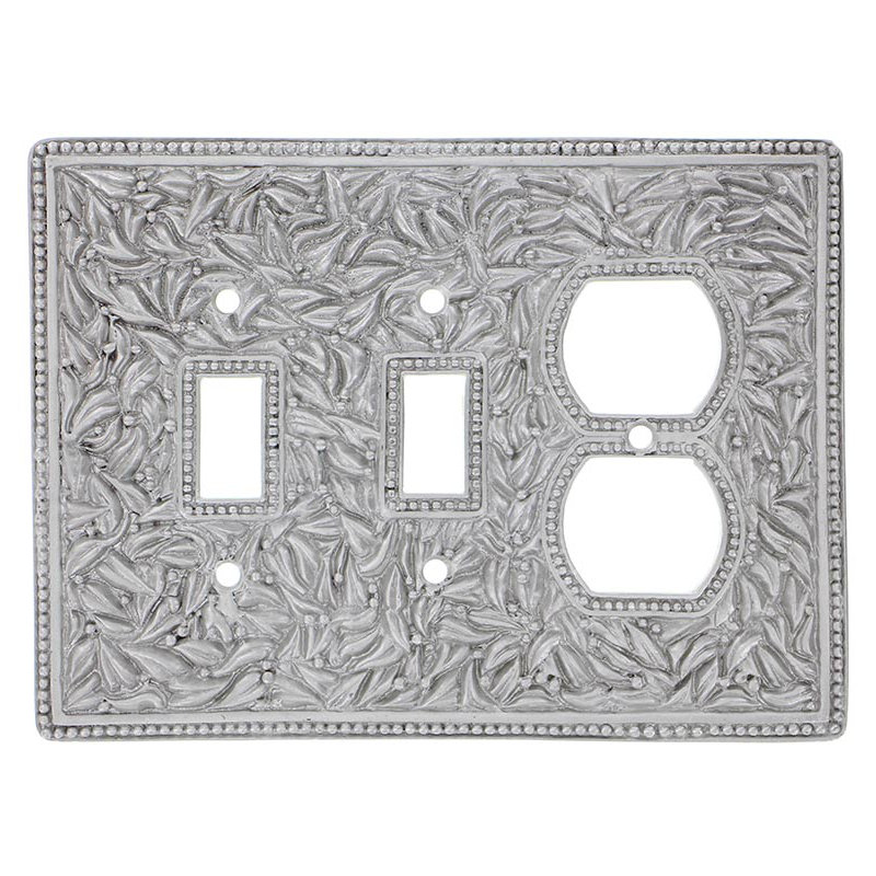 San Michele 3-Gang Duplex Outlet / Toggle Light Switch Combination Wall Plate, Satin Nickel