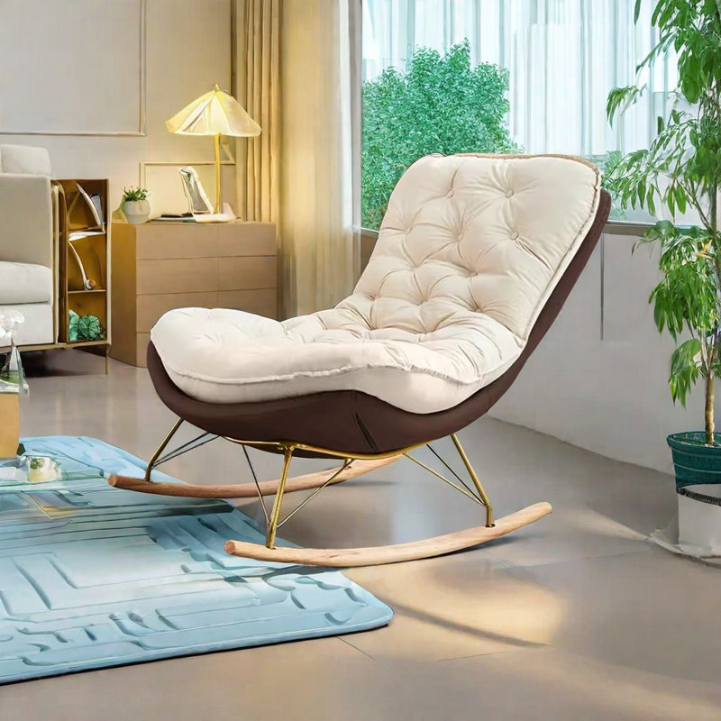 Chaise berçante légère de luxe, Café foncé / beige