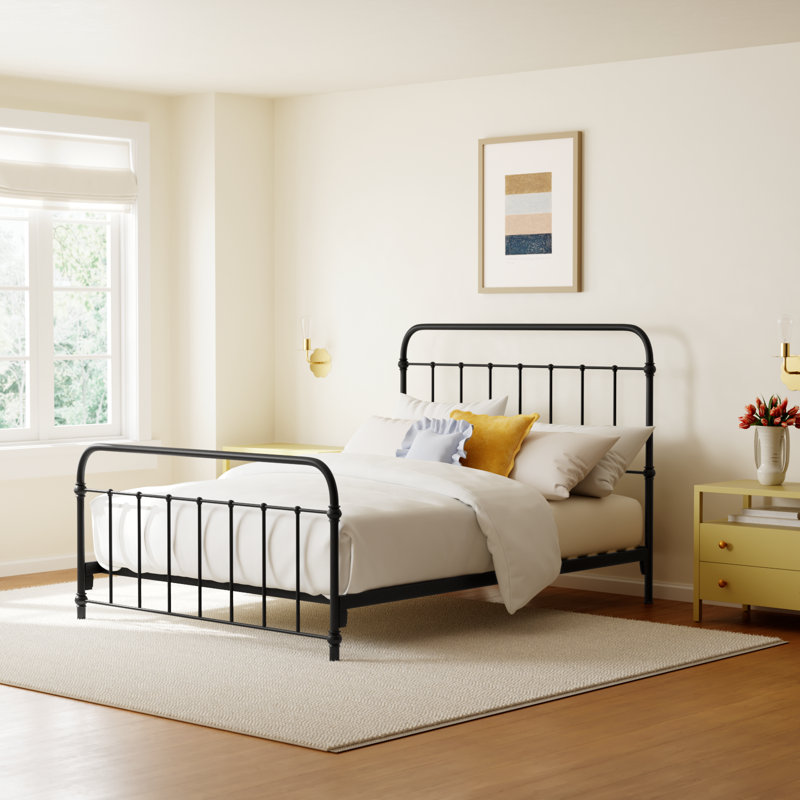 Niles Metal Bed, Black, Queen
