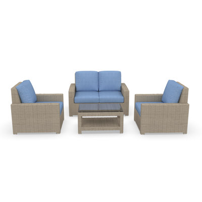 Outdoor Patio Loveseat Conversation Set With Sunbrella Cushions