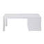 Table basse blanche ultrabrillante et chrome.