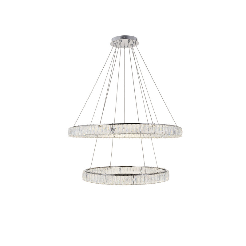 Lustre ovale en cristal 2 lumières Steveson, H 12 po x l 48 po x P 18,1 po, Chrome