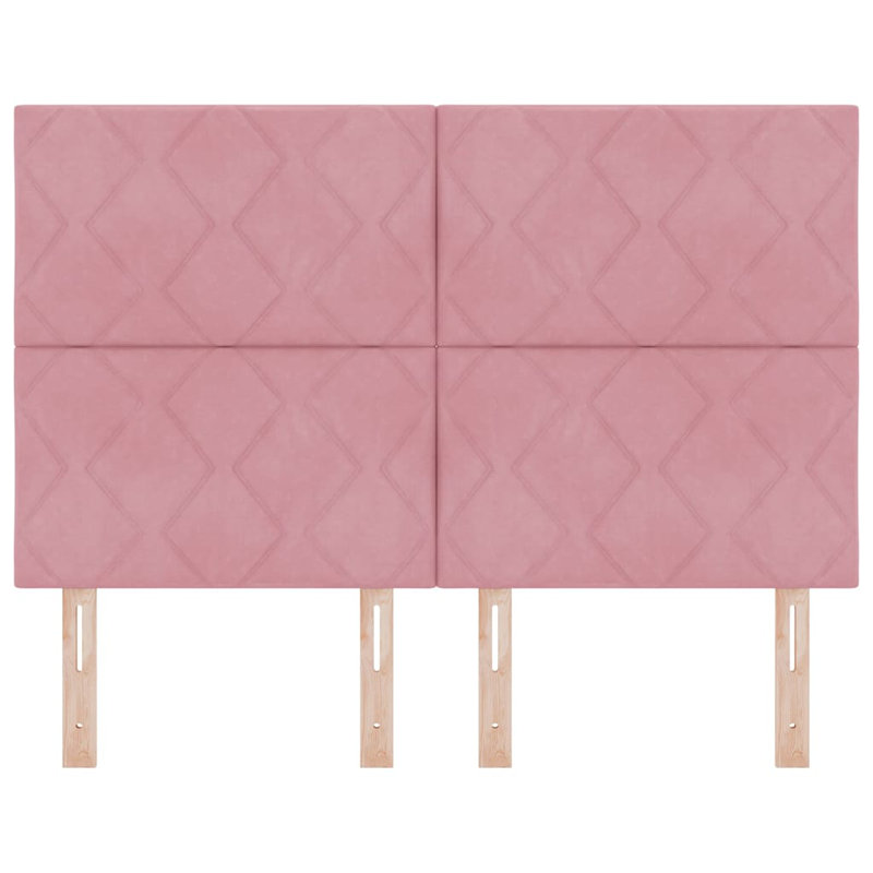  Headboard Wall-Mounted Geometric Velvet, 118cm H x 160cm W x 7cm D, Pink