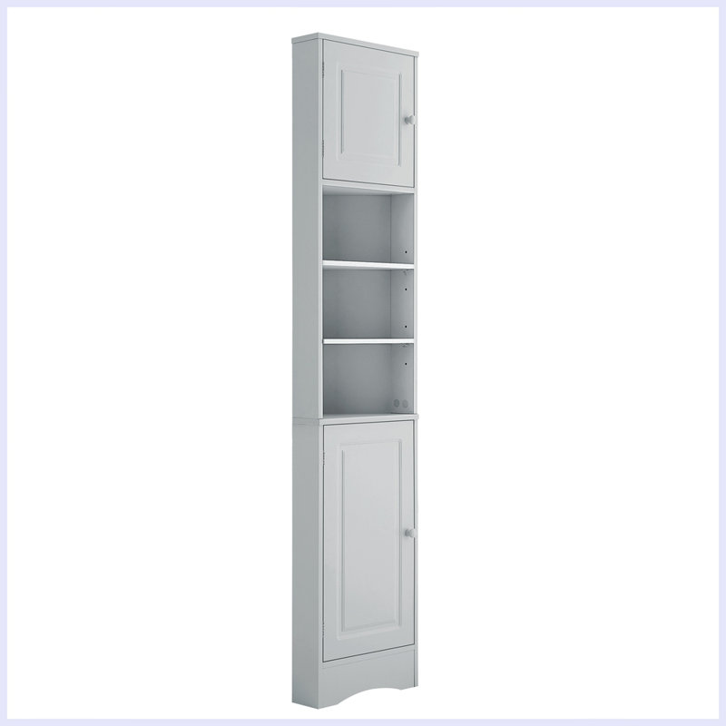 Armoire de rangement multi-fonctionnelle avec deux portes et tablettes réglables, Gris