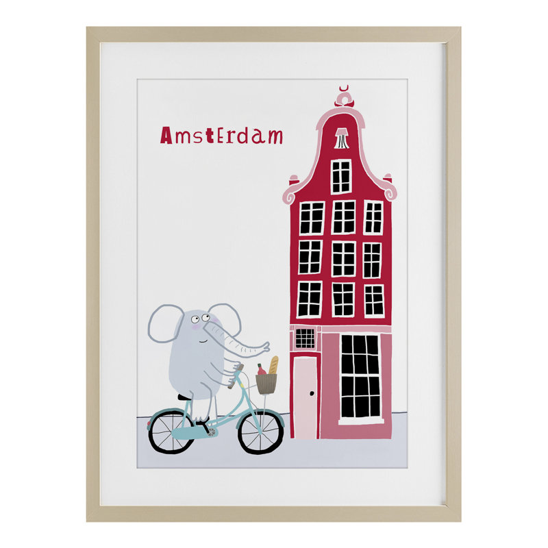 «Elephant & Amsterdam Building», reproduction encadrée sous verre, conception de Carla Daly, H 20 po x l 14 po