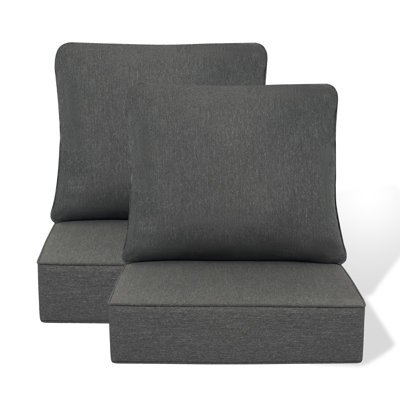 Ensemble de 2 coussins d'extérieur de 5,75 pouces de profondeur avec housse amovible, ensemble de coussins de remplacement pour chaise, canapé, causeuse