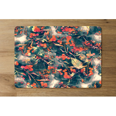 Wieze Polyester-Coated Hardboard Floral Rectangle Placemat