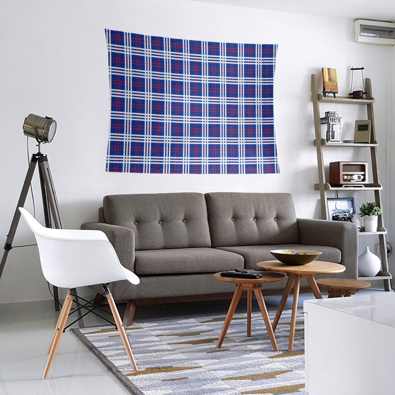Tapisserie de luxe en microfibre New England, H 68 po x l 80 po, Bleu marine / rouge / blanc
