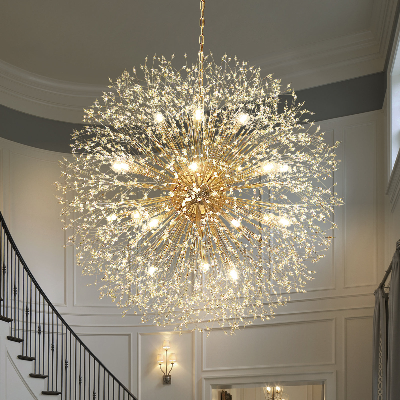 Lakeyah 24 - Light 39 - 47″ Dimmable Sputnik Sphere Chandelier