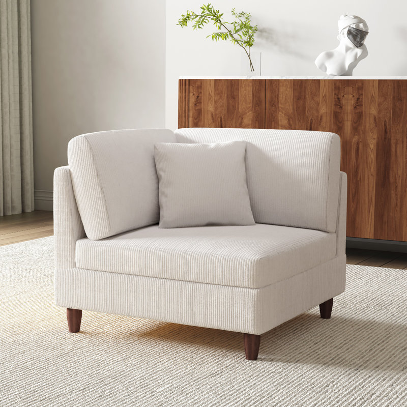 Mordecai 95Cm Wide Side Chair, Beige Corduroy