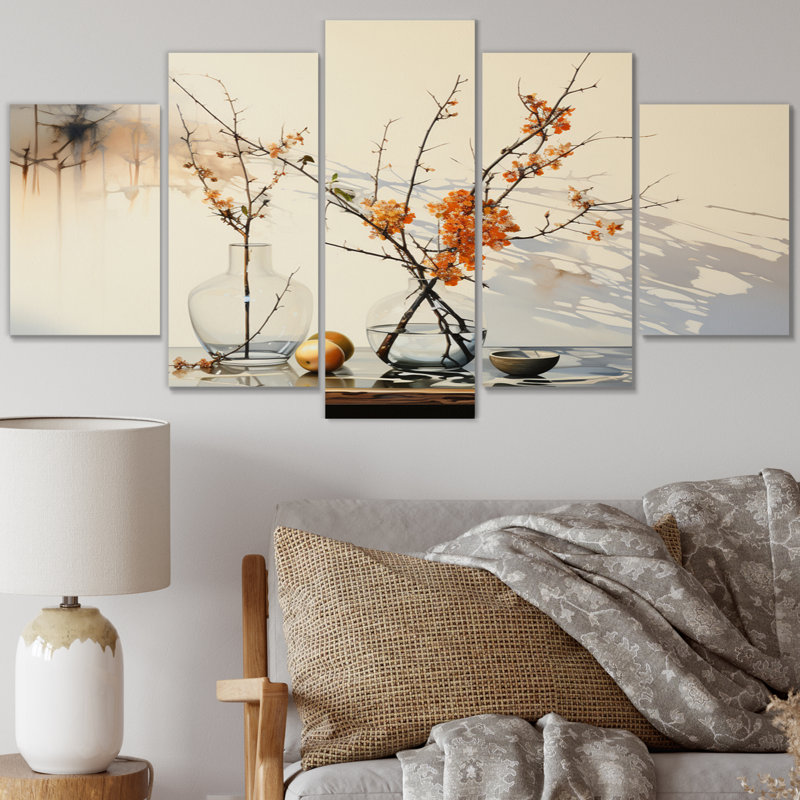 Reflections and Simplicity Vase III - Abstract Still Lifes, reproduction d'art murale - 5 panneaux