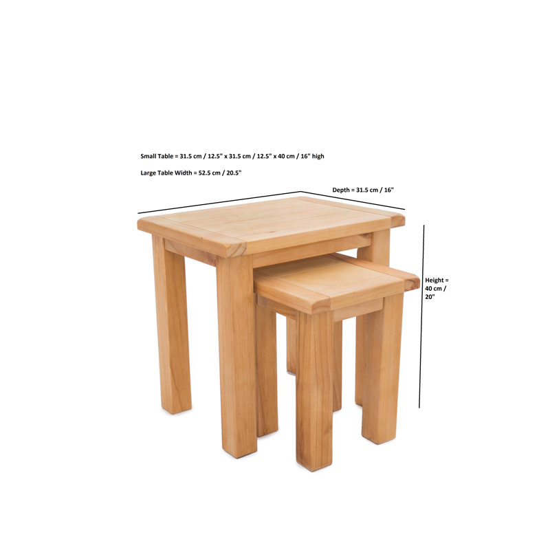 Table gigogne en bois massif 2 pièces, Bois naturel, Bois naturel