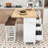 Adda Rustic Storage Kitchen Island Set with Expandable Drop-Leaf Tabletop and 2 Stools-1781461224