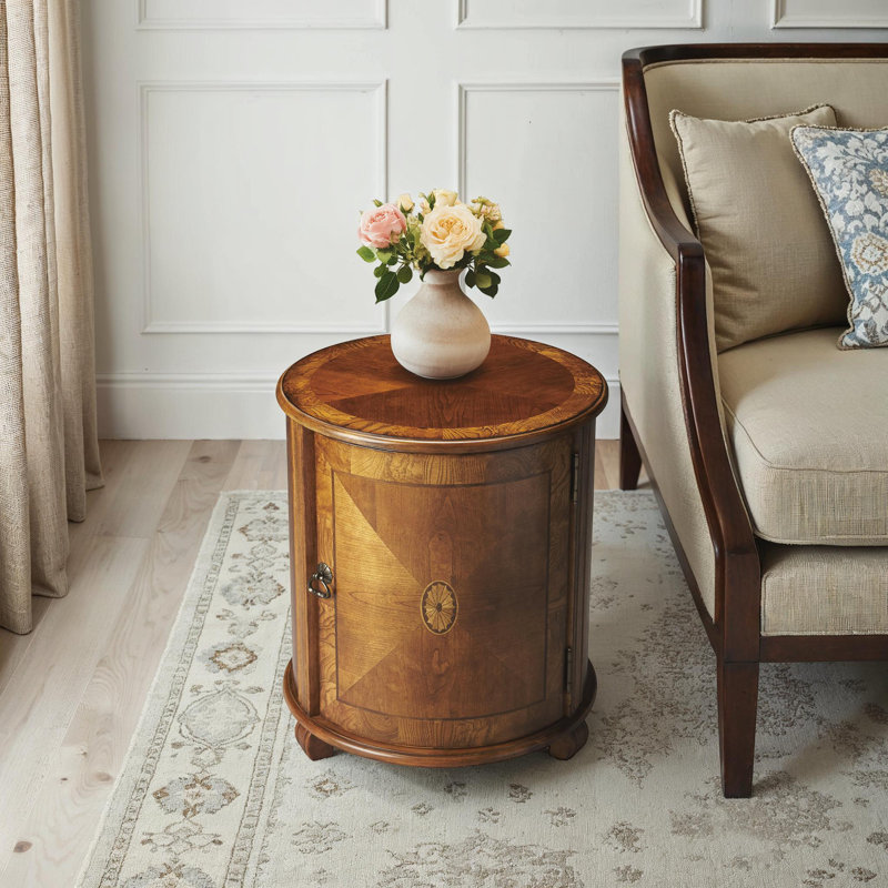 Lunado End Table with Storage, Olive Ash Burl