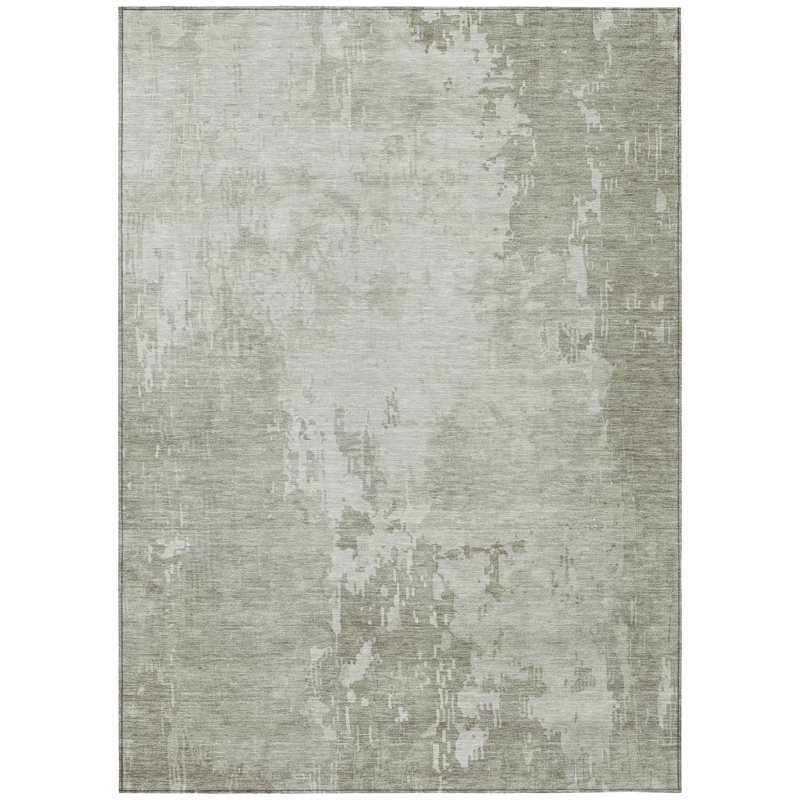 3' X 5' Linen Abstract Washable Indoor Outdoor Area Rug