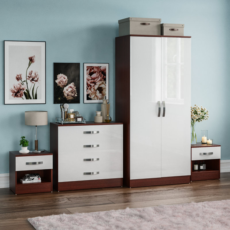 Arkadij Piece Bedroom Set, Walnut/White