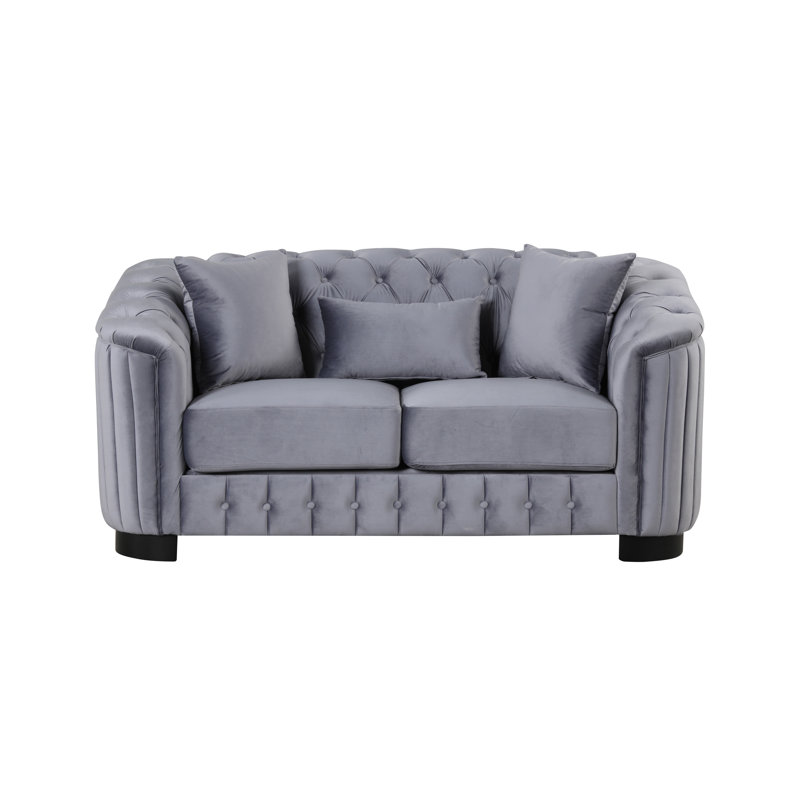 Jaselyn 64'' Velvet Loveseat, Gray
