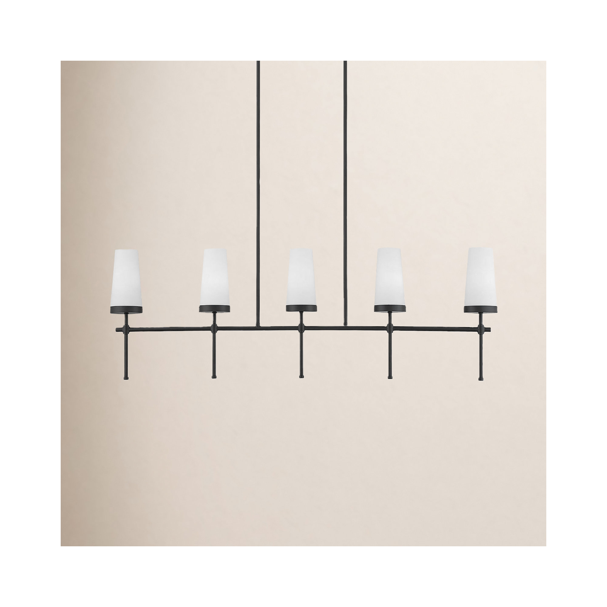 Doloris 5 Light Glass Pendant, Matte Black