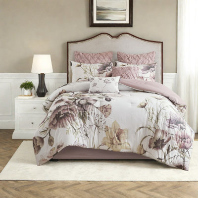 Ensemble de literie en coton 8 pièces Elegant Blush, style Shabby Chic romantique