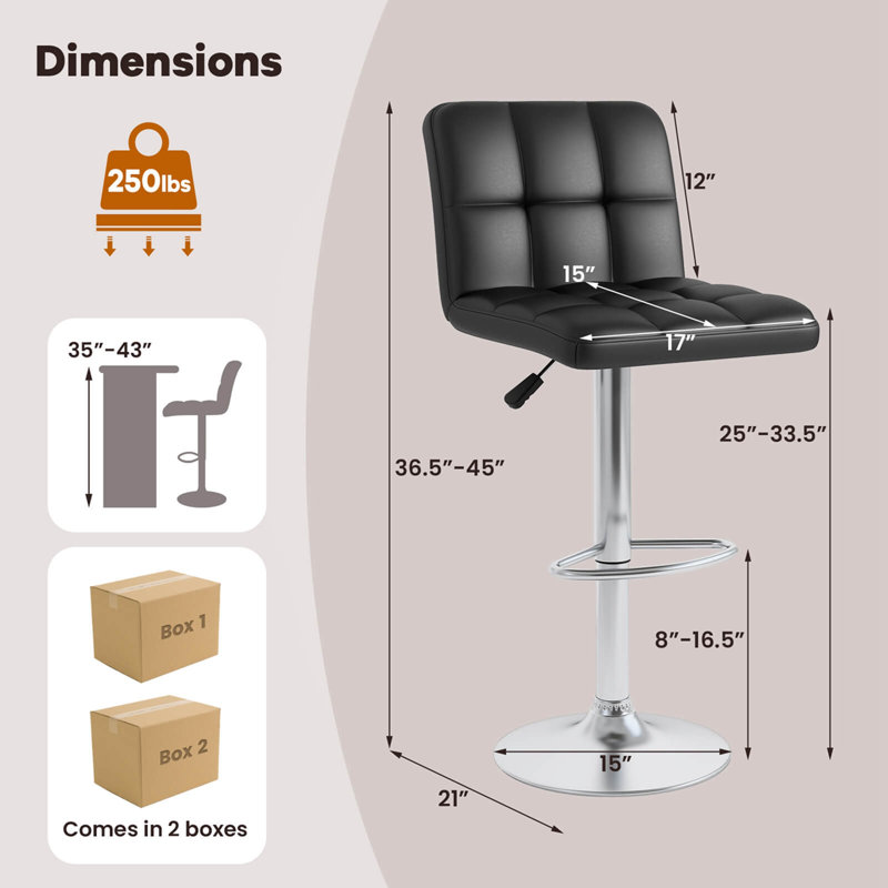 Ensemble de 4 tabourets de bar pivotants Flavienne avec base en métal robuste et dossier pour repose-pieds, 4