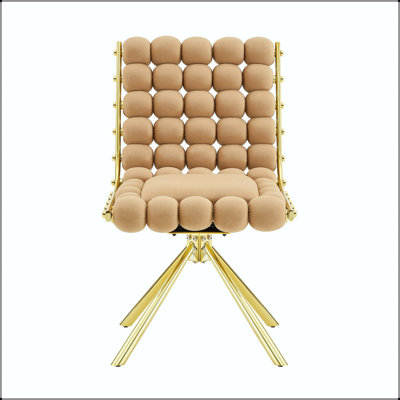 Chaise de salle à manger en velours Bubble Chair avec pieds noirs - ensemble de 2