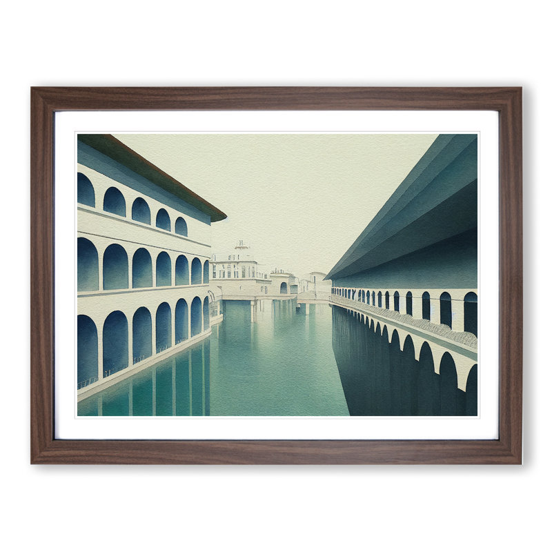 Canal Architecture - Single Picture Frame Print, Walnut, 34cm H x 46cm W x 2cm D