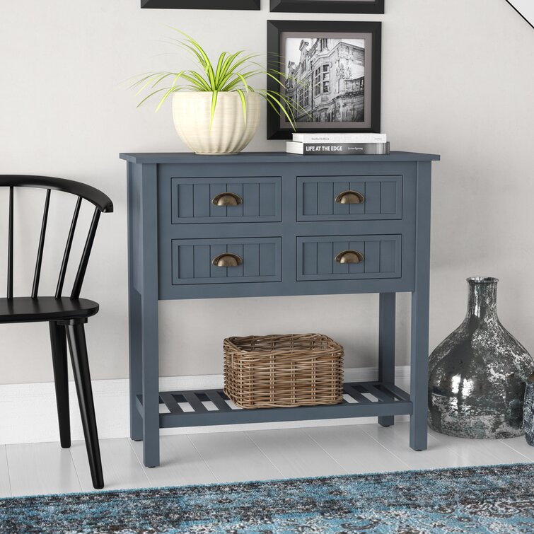 Bailey Bead Board Four-Drawer Console Table with Shelf