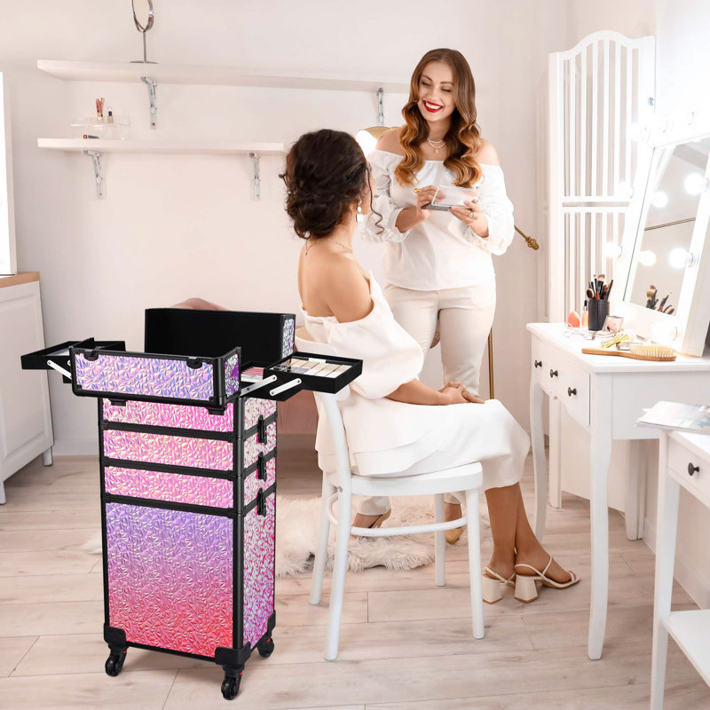 Organisateur de maquillage en aluminium, Sirène rose
