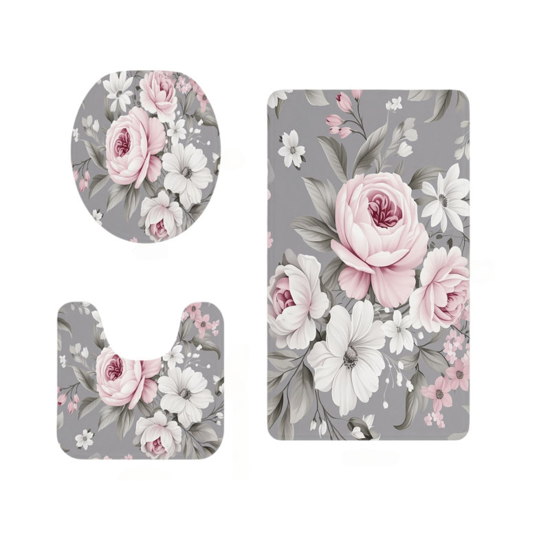 Doux rose et gris à motif floral