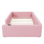 Lit simple rembourré rose avec garde-corps et station de charge - Conception élégante, plateforme pleine grandeur de taille fiable + fabrication en pin