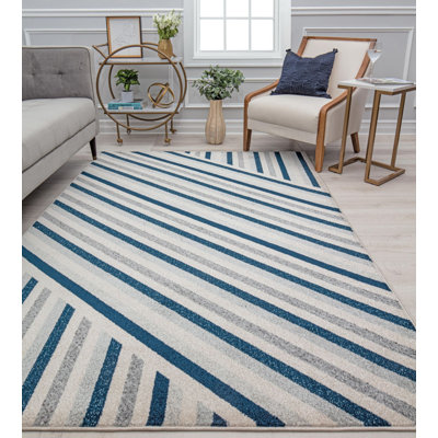 Tapis bleu biseauté Callum