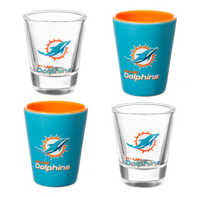 4 pièces en céramique et verre 2 oz Ensemble de tasses, Dolphins de Miami