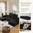 130" U-Shaped Modular Sectional Sofa, Deep Memory Foam, No Assembly Required, Black