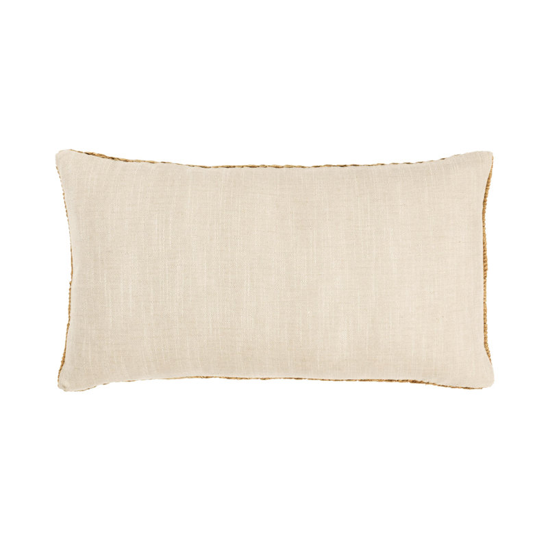 Nakeya Knitted Linen Throw Pillow, Honey, Rectangle, 14" x 26"