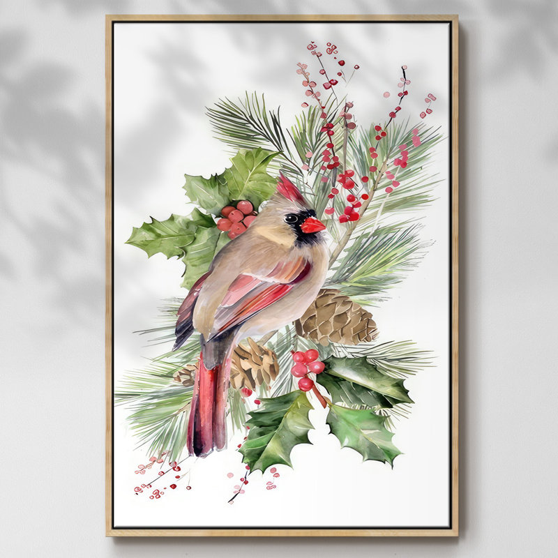 Cardinal Holly Christmas Collection B, H 25 po x l 17 po x P 1,5 po, Naturel