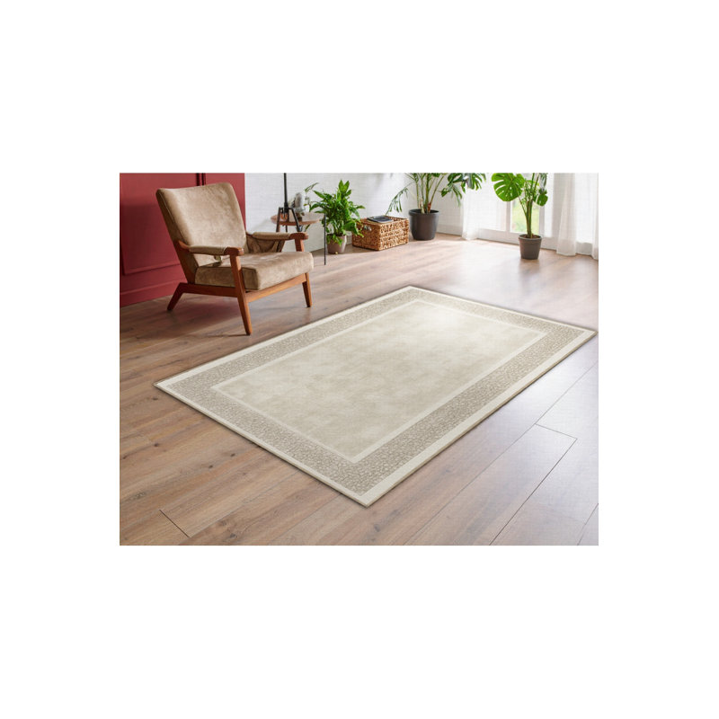 Tapis beige tissé à motif abstrait Mosso, 2' x 2'11"
