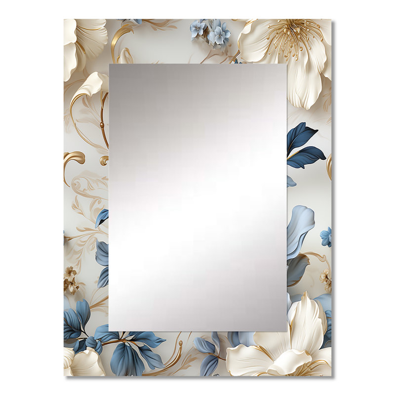 Leggett Ethereal rococo Flourish Victorian Motif - grand miroir floral, décor de miroir mural unique, art en métal imprimé