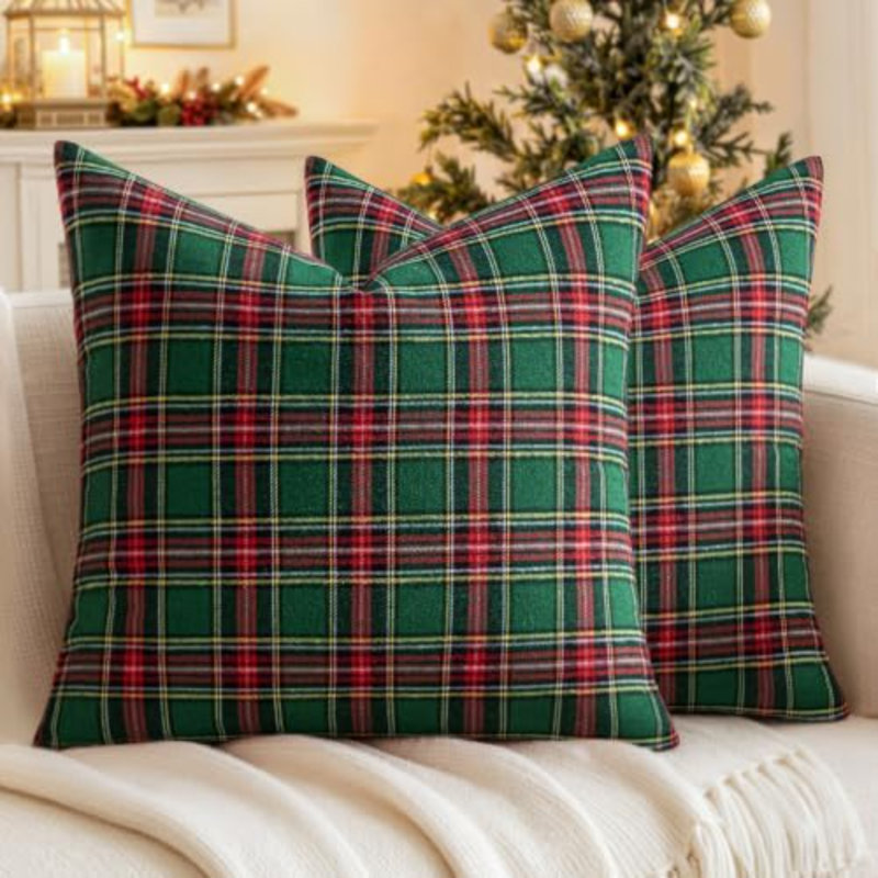 Housses d'Halloween à carreaux écossais tartan écossais 20 x 20 noir et blanc, Noir / blanc carreauté, Square 20"