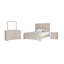Ensemble de chambre avec grand lit 4 pièces Kizie, table de chevet, miroir de commode, bois beige