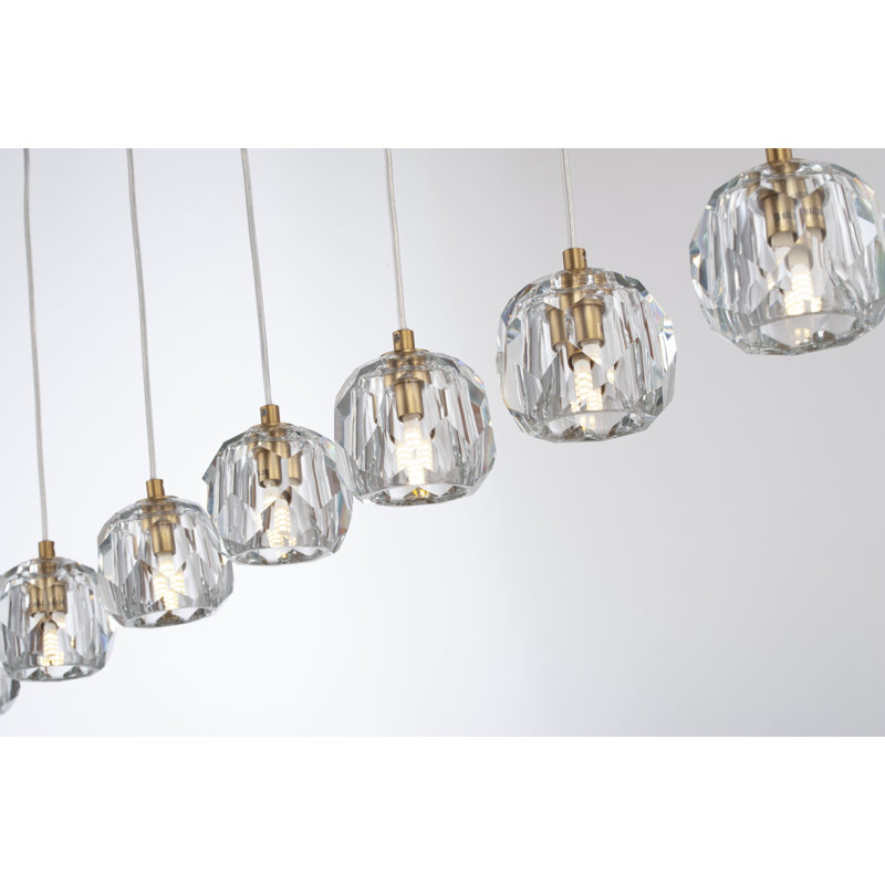 7 - Light Kitchen Island Pendant, Brushed Brass