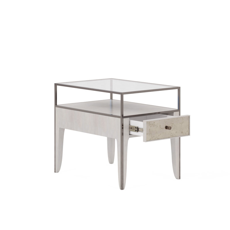 Mezzanine Glass Top End Table with Storage