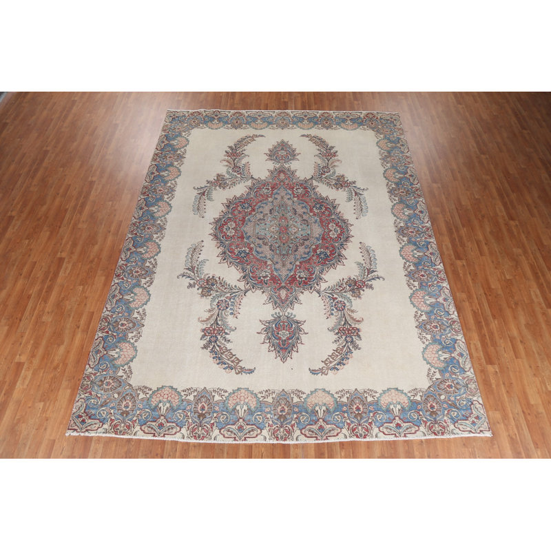 Tapis unique en laine noué à la main de style années 1960 de 9 pi 4 po x 12 pi 6 po Hulton