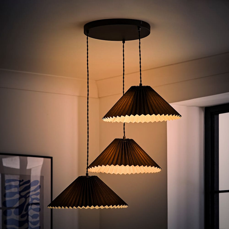 Kameron 3 - Light Painted Shaded Pendant, Black, No