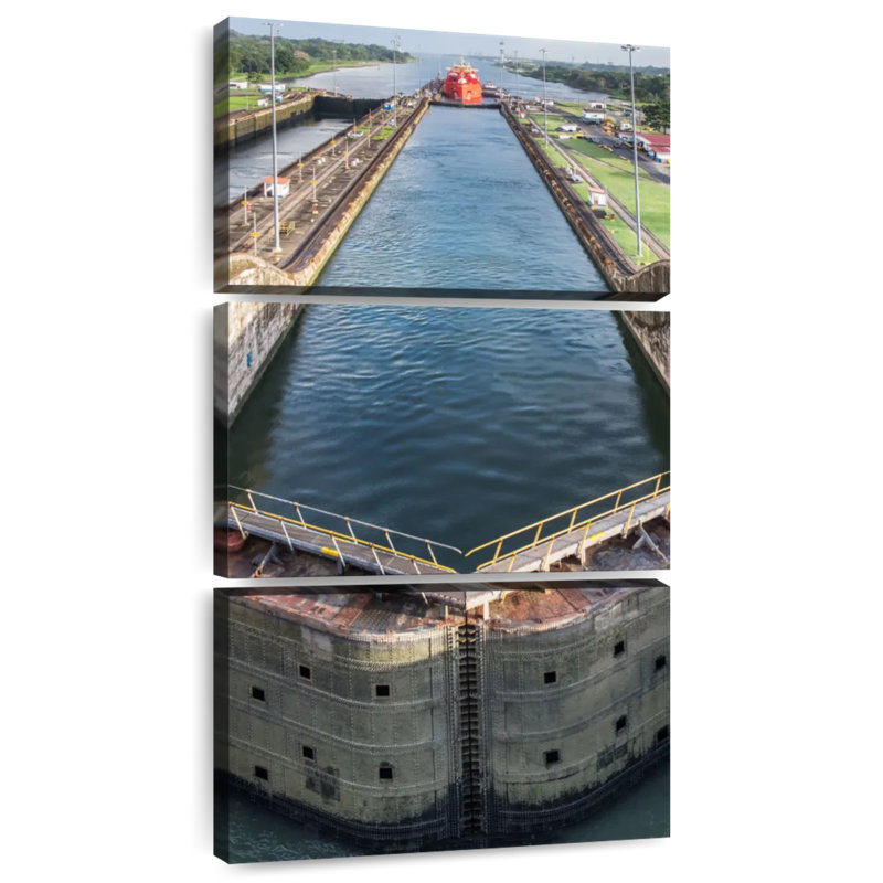 Paysage du canal de Panama, H 27 po x l 12 po
