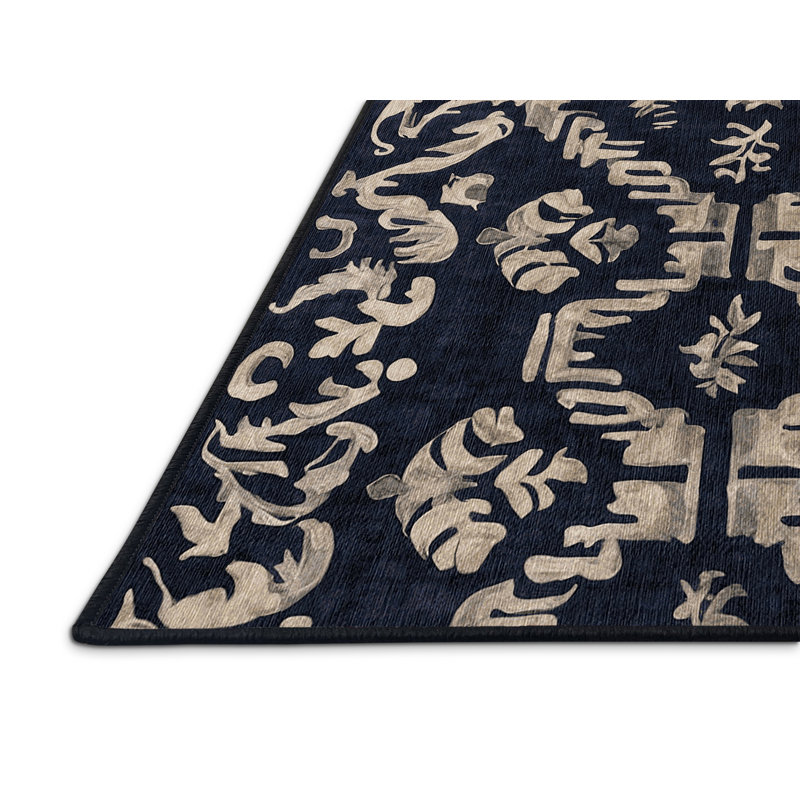Machine Washable Gray Area Rug, Square 3'