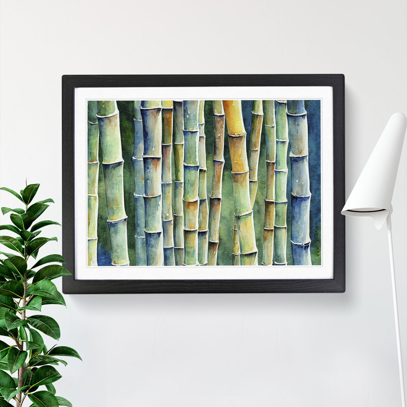 Watercolour Bamboo Forest Vol.2 1 Piece Single Picture Frame Painting, 46cm H x 64cm W x 2cm D, Black Framed