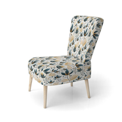 Scandinavian Yellow And White Collage - Upholstered Scandinavian Side Chair, Botanical Nature Accent Chair