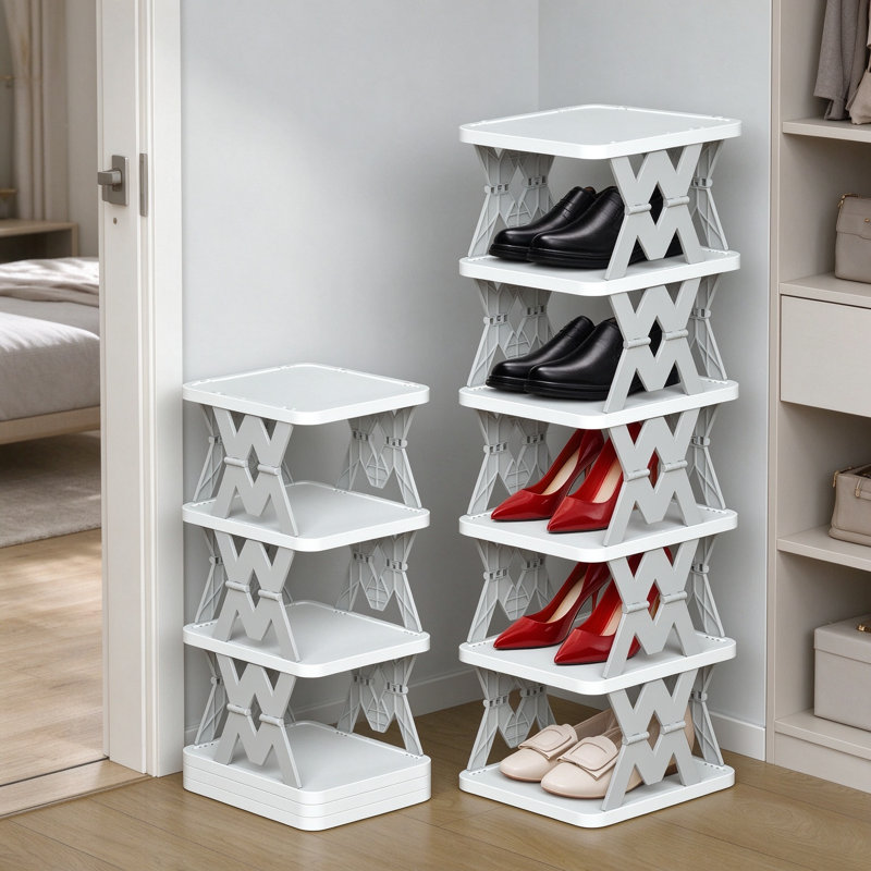 Range-chaussures pliable, étagère à chaussures verticale peu encombrante pour vestibule, porte d'entrée avant, chambre à coucher, aucun assemblage requis, conception empilable réglable