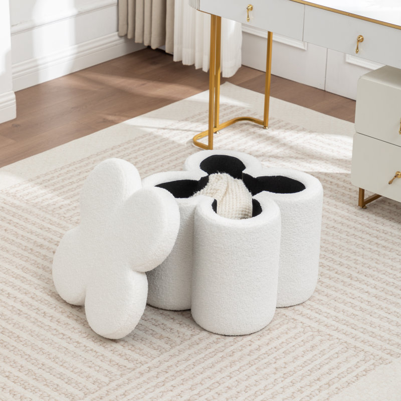 Etai 19" Width Upholstered Storage Ottoman, White